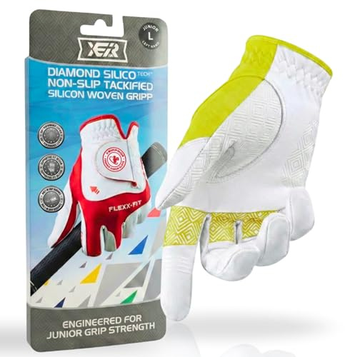 XEIRPRO Junior Kids Golf Gloves Age 5-8 to Age 9-12 (Single Pack) | Toddler & Youth Golf Glove Left Hand and Right Hand Featuring Supportive Compression & Guided Grip Alignment Lining