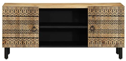 Lumanois Mobile Porta TV Nero 105x33,5x46 cm Legno Massello Mango Grezzo,Mobili,Armadietti e portaoggetti,Scaffali e armadietti per Supporti multimediali,19.11kg-4018628