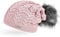 Neverless Coole Damen Strickmütze Strick-Beanie gefüttert mit Fell-Bommel, Winter-Mütze, Bommelmütze, rosa Unisize