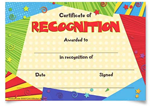 30 Recognition award certificates for school teachers, A5 silk finish card