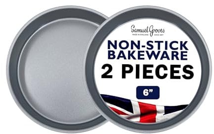 Samuel Groves 6 Round Victoria Sandwich Sponge Cake Tin Pack of 2 Pan, Twin Pack, Straight Sided, Fixed Base, Superior Double Coated Non Stick, Made in England (6 Inch Pack of 2)