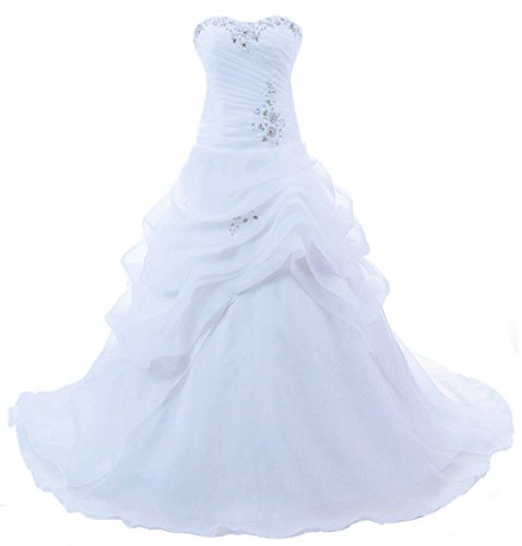 Vantexi Élégant Chérie Organza Robes de mariée Robe de Mariage Perlage Robe de Nuptiale Femmes Longue