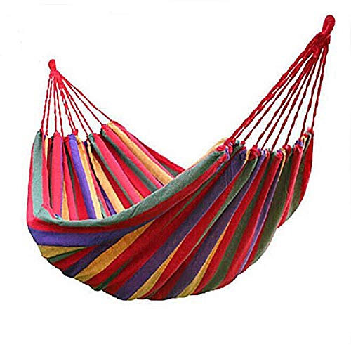 Hamacas Colgantes Jardin Exterior Algodon Lona Hamaca Portátil al Aire Libre Acampada Viaje para una Persona Carga de 150 kg Colorido (1 Persona, Rojo)