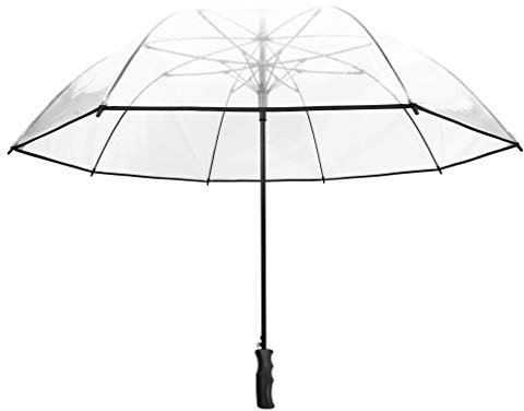 SMATI Grand Parapluie Golf Transparent - Solide ; Diamètre= 124cm ; Ouverture automatique ; Parapluie Homme/Femme ; Pour 2 personnes ; Couleur liseré NOIR