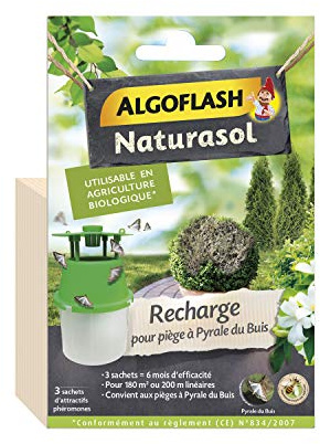ALGOFLASH NATURASOL Recharge pour Piège Pyrale du Buis, 3 phéromones | Écologique et réutilisable. 6 mois de piégeage. Inoffensif pour enfants, animaux de compagnie et insectes auxiliaires.