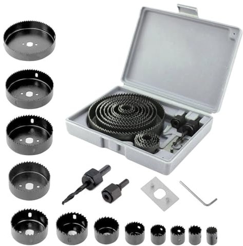 16 Pezzi Set di Seghe a Tazza per Fori 19 mm-127 mm Set Fresa a Tazza in Acciaio al Carbonio per Trapano, Punte a Tazza per Legno, Cartongesso, Plastica