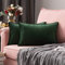 MIULEE 2er Set Samt Kissenbezug Flansch Kissenhülle Dekorative Sofakissen Dekokissen Umwickelte Kante Kissenbezüge Zierkissenbezug für Sofa Wohnzimmer Schlafzimmer 30x50 cm Dunkelgrün