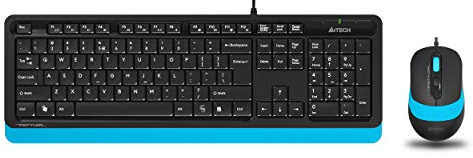 A4 Tech F1010 Q USB Türkische FN-Multimedia-Tastatur + Optisch 1600DPI Schwarz/Blau Mouse Set