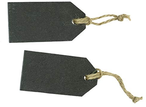 8 STK Schiefer Schilder schwarz zum Beschriften mit Kreide Anhänger Namenskarten Tischkarten Etiketten Stein Schieferschilder Dekoschilder je 8x4cm Gastgeschenke Hochzeitsdeko