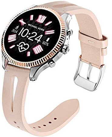 LvBu Armband Kompatibel mit Michael Kors Lexington 2, Quick Release Leder Classic Ersatz Uhrenarmband für MK Access Lexington 2 Smartwatch (Pink)