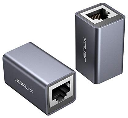 JSAUX RJ45 Kupplung LAN Kabel Verlängerung LAN Verbinder 10 Gigabit, LAN Adapter für LAN Kabel, Netzwerkkabel Verlängerung, Ethernet Kabel Patchkabel, RJ45 Koppler für Cat 8/7/6/5/5e(Grau-2 Stück)