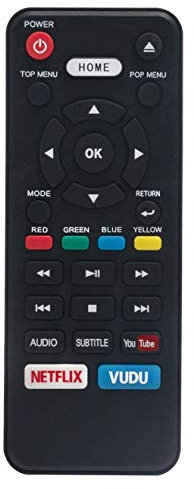 NC453UL NC453 Replace Remote Control fit for Sanyo Blu-ray Disc DVD Player FWBP706FC FWBP706F FWBP706FA with YouTube Netflix Vudu Buttons
