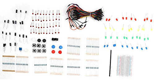 Circuit Resistor Buzzer Capacitor Learning Kit Circuit Test Board LED Electric Component with Breadboard Cable Resistor Capacitor LED