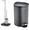 blomus -MENOTO- Stand WC-Garnitur aus mattiertem Edelstahl, Toilettenbutler (63,5 x 15 x 20 cm) & TUBO- Treteimer aus pulverbeschichtetem Stahl, Anthrazit, 3L (24,5 x 17 x 17 cm, Anthrazit)