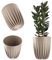 KADAX Pot de Fleurs en Plastique Avec Matériaux Naturels - Moderne Avec Motif Géométrique - Rond Avec Insert - Naturel - Haut (∅ 30 cm, Latte)