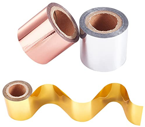 SUPERFINDINGS 3 Rollen 3 Farben Heißfolienprägepapier Wärmeübertragungsfolienpapier Heißfolienpapierrollen Für DIY Folienpapier Prägung Scrapbooking Bastelprojekte