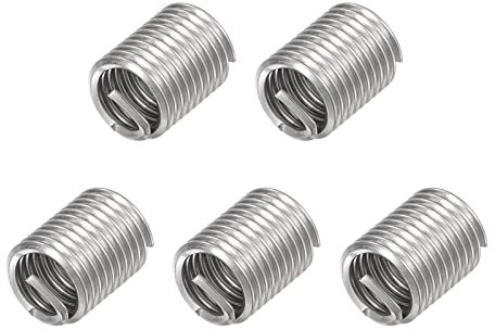 sourcing map Fil Filetage Inserts 7/16-14 UNC 2.0D 304 Inox Acier Hélicoïdal Type Enroulé Fil Vis Réparation Fileté Manchon Acier Gaine 5pcs