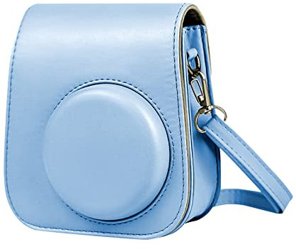 HIUOUIH Pochette Appareil Photo Instantané Sac pour Instax Mini 11 Housse Fujifilm PU Cuir Caméra Voyage Camera Cover Case de Portable Compact avec Bandoulière Amovible, Bleu