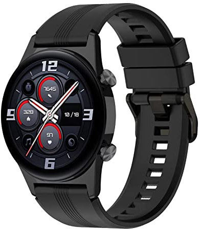 FTRONGRT 22mm Bracelet pour montre Fossil Hybrid Smartwatch HR, Silicone Bracelet, Sangle de Remplacement pour Fossil Hybrid Smartwatch HR.Noir