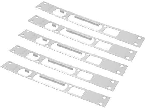 Housoutil 5pcs Door Latch Strike Security Deadbolt Strike Plate Door Backplate Extended Lip Strike Plate for Bit Key Locks