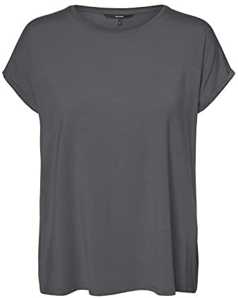 VERO MODA Damen Vmava Plain Ss Top Gajrs Noos T-Shirt, Asphalt, XS