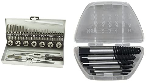 Brüder Mannesmann Werkzeuge M53250-B Set de Tarauds et Filières 32 Pièces, Import Allemagne & KS Tools 150.1330 Jeu d'extracteurs de goujons pour goujons de M3-M18 6 pièces