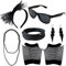 LAMXD 80er Jahre Kostüm Zubehör Set - Spitze Stirnband, Brille, Silikon Armbänder, Fischnetz Handschuhe, Neon Ohrringe für Retro Party Fasching