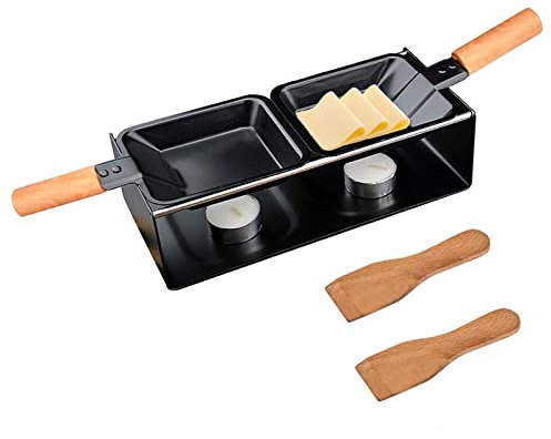 Aibyks fondoir à Fromage Portable,Ensemble poêle à rôtir antiadhésif Candlelight Cheese - Accessoires Gril en Acier au Carbone Fondoir à Fromage, Cuisson, spatule, Facile à