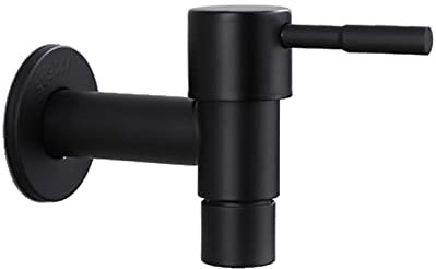 Brateuanoii Fregona Piscina Grifo Grifo Agua Montado en la Pared, Balcón Fregadero Fregadero Grifo, de Balcón Montado en la Pared Grifo Negro para Lavadero, Baño, Jardín, Cocina
