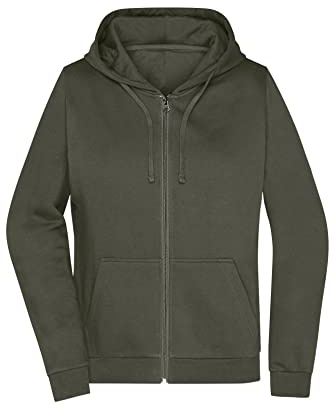 James & Nicholson Damen Basic Kapuzen-Sweatjacke - Leicht taillierte Sweatjacke mit Kapuze | Farbe: Dark-Grey | Grösse: XXL
