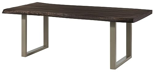 MASSIVMOEBEL24.DE Esstisch Mango grau lackiert Freeform | 200x100x77 cm (BxTxH) 53 kg Modern zerlegt vollmassiv
