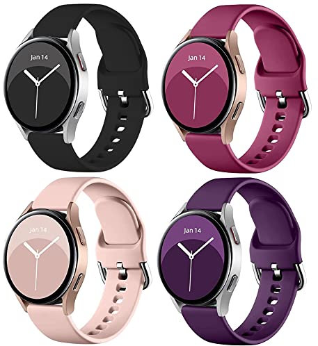 4 PACK Watch Band Compatible with Samsung Galaxy Watch 4 Band 40mm44mm,Galaxy Watch 4 Classic Band 42mm 46mm,20mm Adjustable Silicone Sport Strap Replacement Band for Galaxy Watch 4/5 Men Women,Small