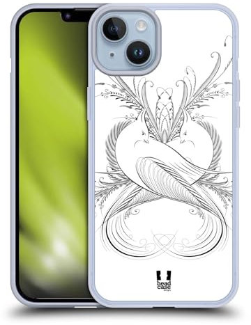 Head Case Designs Palomas Florecimiento de La Caligrafía Caso de Gel Suave Compatible con Apple iPhone 14 Plus