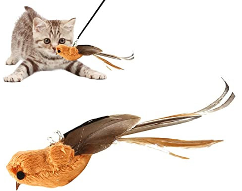 GIMOCOOL Vogel-Katzenspielzeug,Katzenfeder-Vogelglocken-Spielzeug, Ersatz-Katzenspielzeug-Zauberstab, Nachfüllungen | Katzen-Vogel-Spielzeug, interaktiver Katzen-Teaser-Zauberstab, Aufsätze