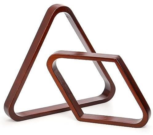TOPZEA Set of 2 Wooden Billiard Ball Racks, Vintage Solid Wood 8-Ball Triangle Ball Rack 9-Ball Diamond Rack Set Table Pool Balls Racks for Standard 2-1/4 Balls, Snooker, Pool Table Accessories