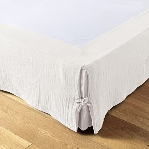 Cache sommier L’Effet Papillon - Housse sommier 100% Double Gaze de Coton Hauteur 30cm [ Cache-sommiers ] (Blanc Chantilly, 90x190 cm)
