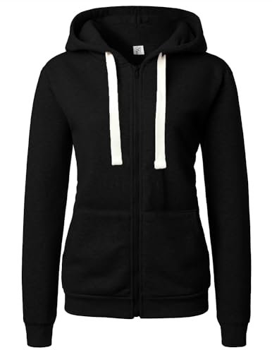 LIAMERHE Donna Felpa con Cappuccio Felpa con Cappuccio con Zip Felpa da Donna in Pile Sweatshirt Donna Spessa Lunga Classica Hoodie Maglia Manica Nero L