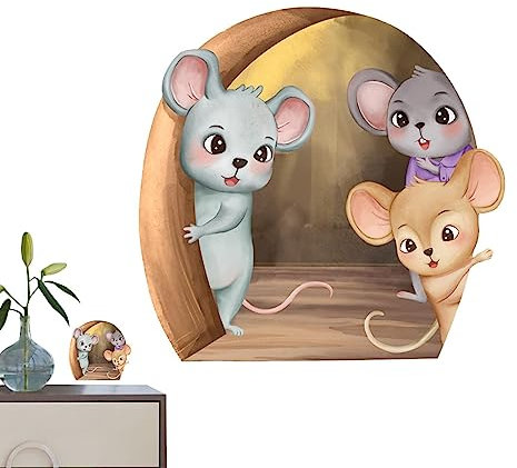 Realistische 3D-Wandaufkleber, Maus in einem Loch, lustige Kunst, 15 x 15 cm, realistische Mausloch-Wandaufkleber, Wanddekoration für Hotel, Büros, Kinderzimmer, Garage, Badezimmer Phasz