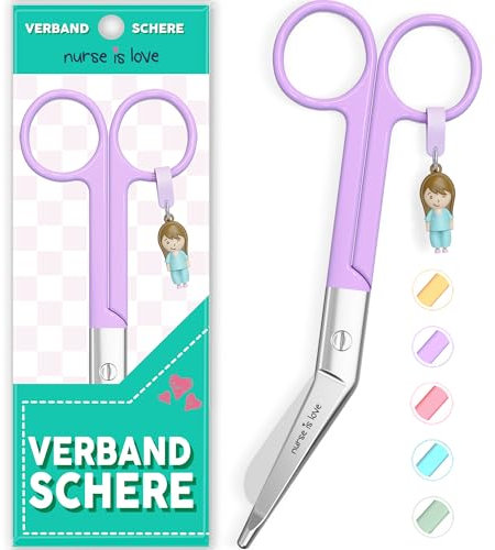 Nurse is Love, forbici da infermiere smussate, forbici per bendaggi per l'infermiera in difficoltà, forbici mediche angolate speciali come regalo per gli accessori da infermiere. Colore Lila
