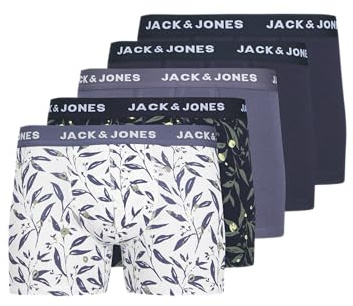 JACK & JONES Herren Jacharvey Trunks 5 Pack Boxershorts, Night Sky/Pack:nightshadow Blue - Nightshadow Blue - Night Sky - Night Sky ,S
