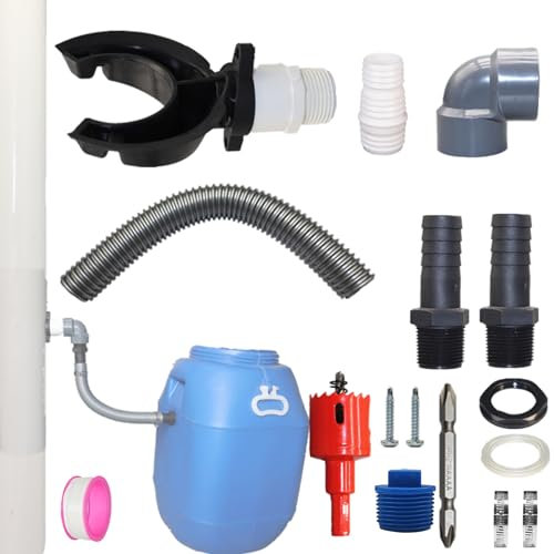 Regentonnen Verbindungsset, Regenwassersammler, 70-100mm Fallrohr Regensammler, Regensammler Regentonnen Anschluss Fallrohr Verbinder für Wassertanks, Zisternen (50cm)