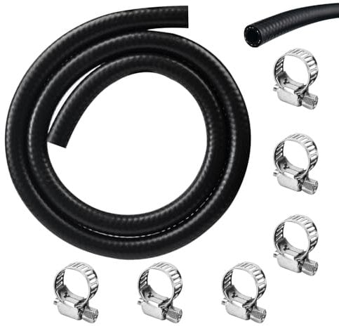 8mm Fuel Hose Inner Diameter Fuel line Set 1 Meter Fuel Pipe,with 6 pcs Hose Clamps,for Trucks, Cars, Tractors and Small Engines Fuel line Set