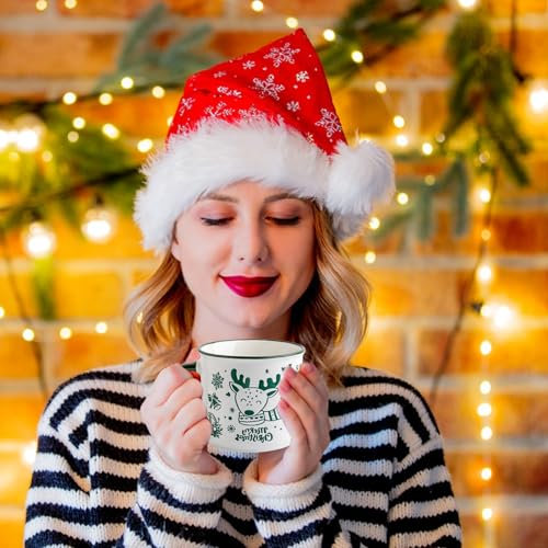 Weihnachtstasse, Weihnachts Keramikbecher mit Löffel, 350 ML weihnachtsbecher Keramik Kaffeetassen, Weihnachtsbecher Tasse für Kaffee, Bestes Geschenk für Eltern,Freunde,und Weihnachten (grün)