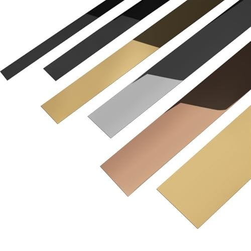 LKYJD Selbstklebende Randleiste, Wandverkleidung, 201 Edelstahl, metallisiertes Finish, 3 m/Rolle, dekorative Leiste for Tür, Wand, Spiegel, Möbel, Kleiderschrank(Rose Gold-brushed,15mm)