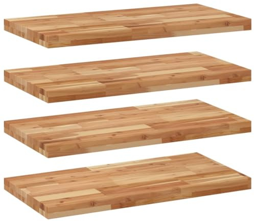 vidaXL Floating Shelves 4 pcs, Wall Shelf for Bedroom Living Room, Storage Shelf for Decor Display, Farmhouse Style, Oil Finished Solid Wood Acacia