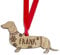 Personalised Dachshund Dog Christmas Tree Bauble, Jumper with Snowflakes Design, Oak Veneer Wood or White Wood Decoration with Red Ribbon (Oak Veneer, Decoration Only)