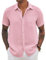 COOFANDY Hommes Chemises Manche Courte Casual Business Shirt Été Chemise Décontractée Chemise de Plage avec Poches Rose S