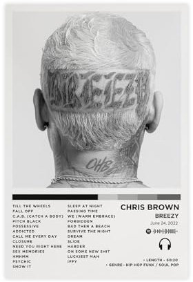 KJUFE Chris Brown Luezy Albumcover Leinwand Poster Schlafzimmer Dekor Landschaft Büro Zimmer Dekor Geschenk 50 x 75 cm