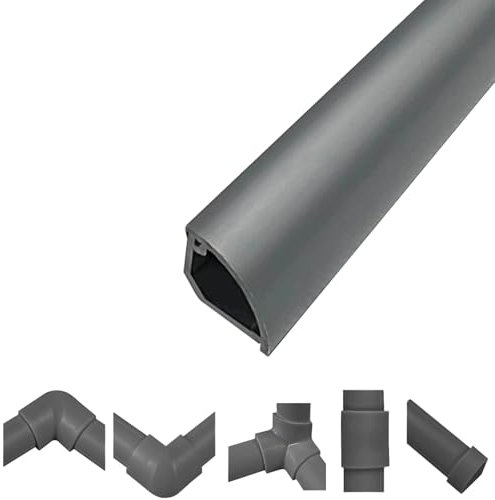 LYUCAYHQ Canaline Passacavi da Muro, Copricavi in PVC Autoadesivo, Canalina Passacavi Calpestabile, Canalina Passacavi Esterno, Piccolo Canale Portacavi Angolare(Gray,39 * 0.5 * 0.5in)
