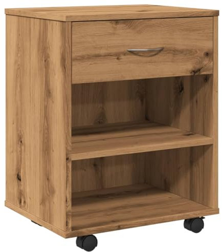 vidaXL Rollcontainer, Aktenschrank mit Stauraum, Rollschrank für Büro Arbeitszimmer, Bürocontainer Büroschrank, Artisan-Eiche Holzwerkstoff